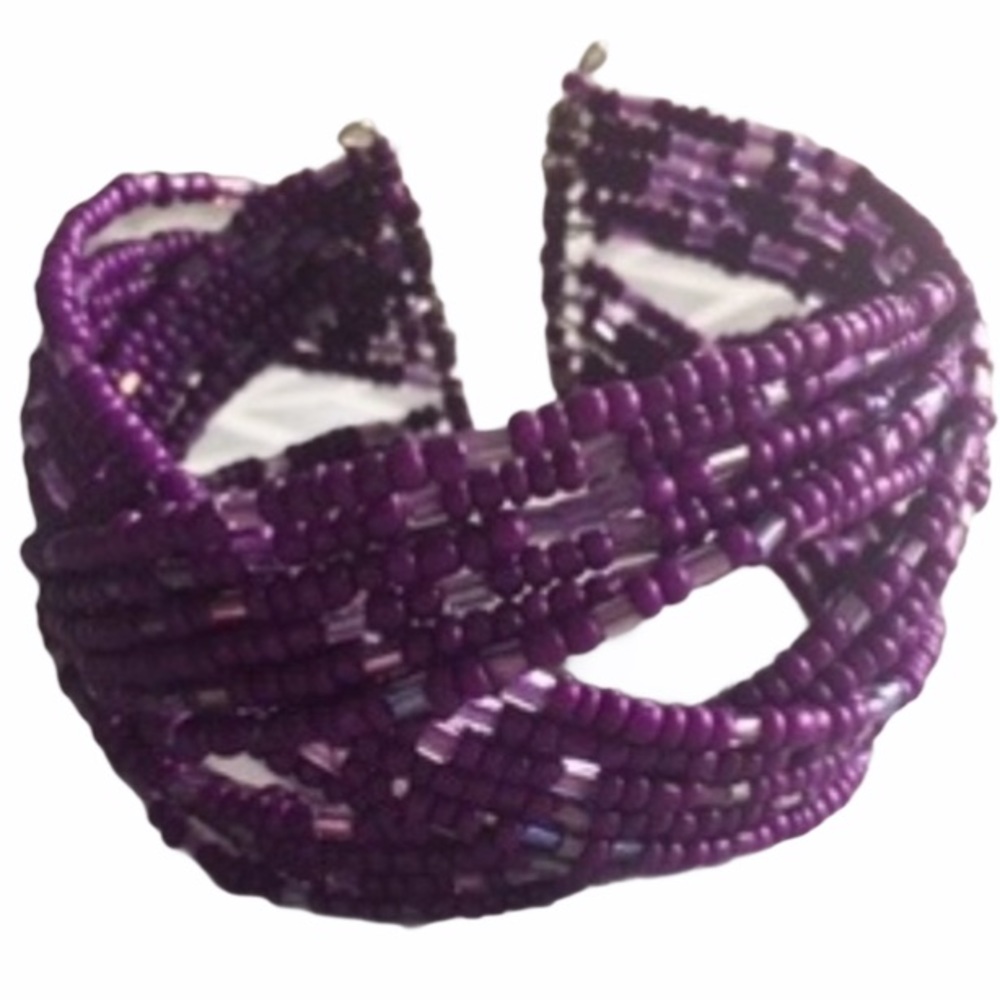 BEYA purple beaded cuff bracelet